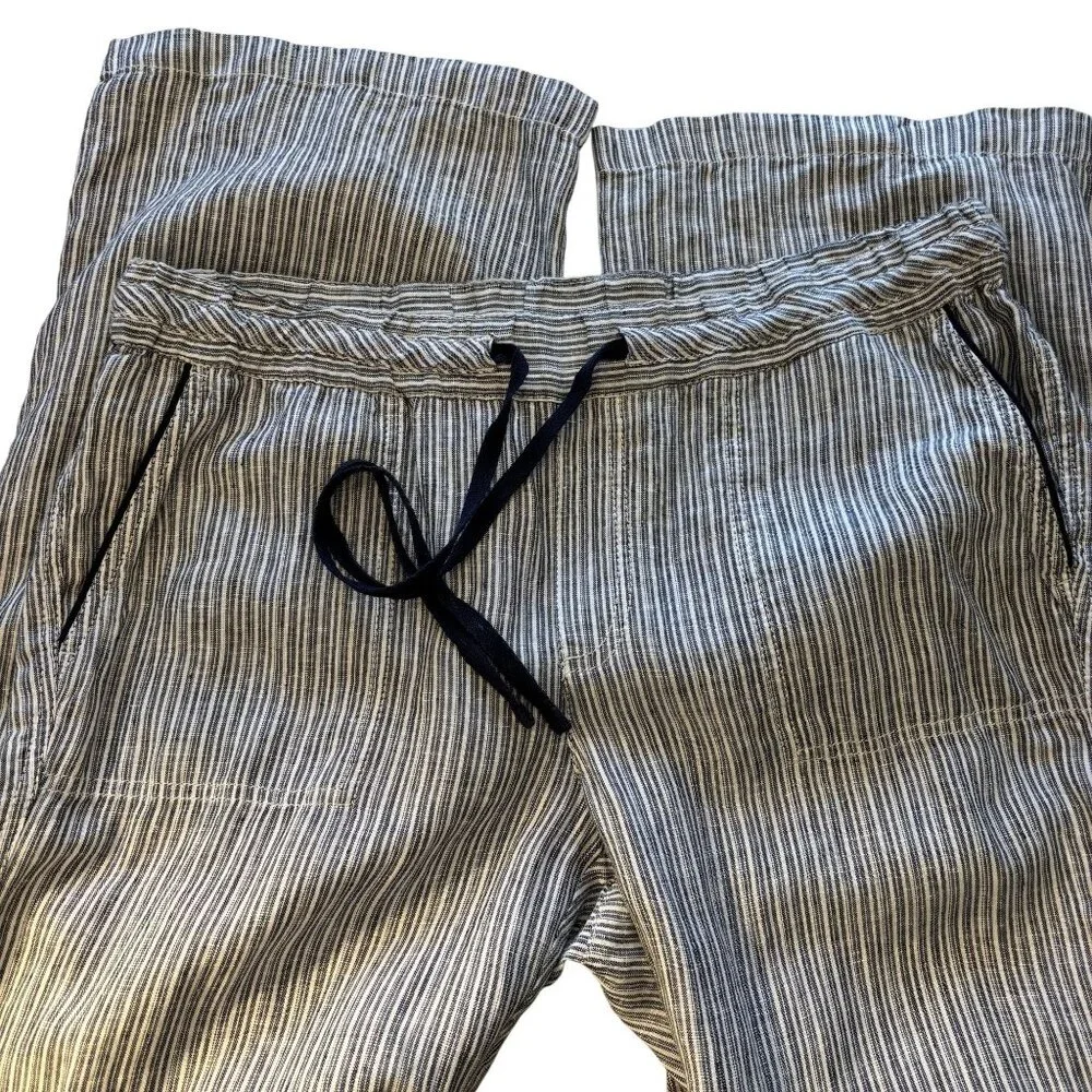 Caslon Striped 100% Linen Drawstring Pants Size L - Picture 7 of 14